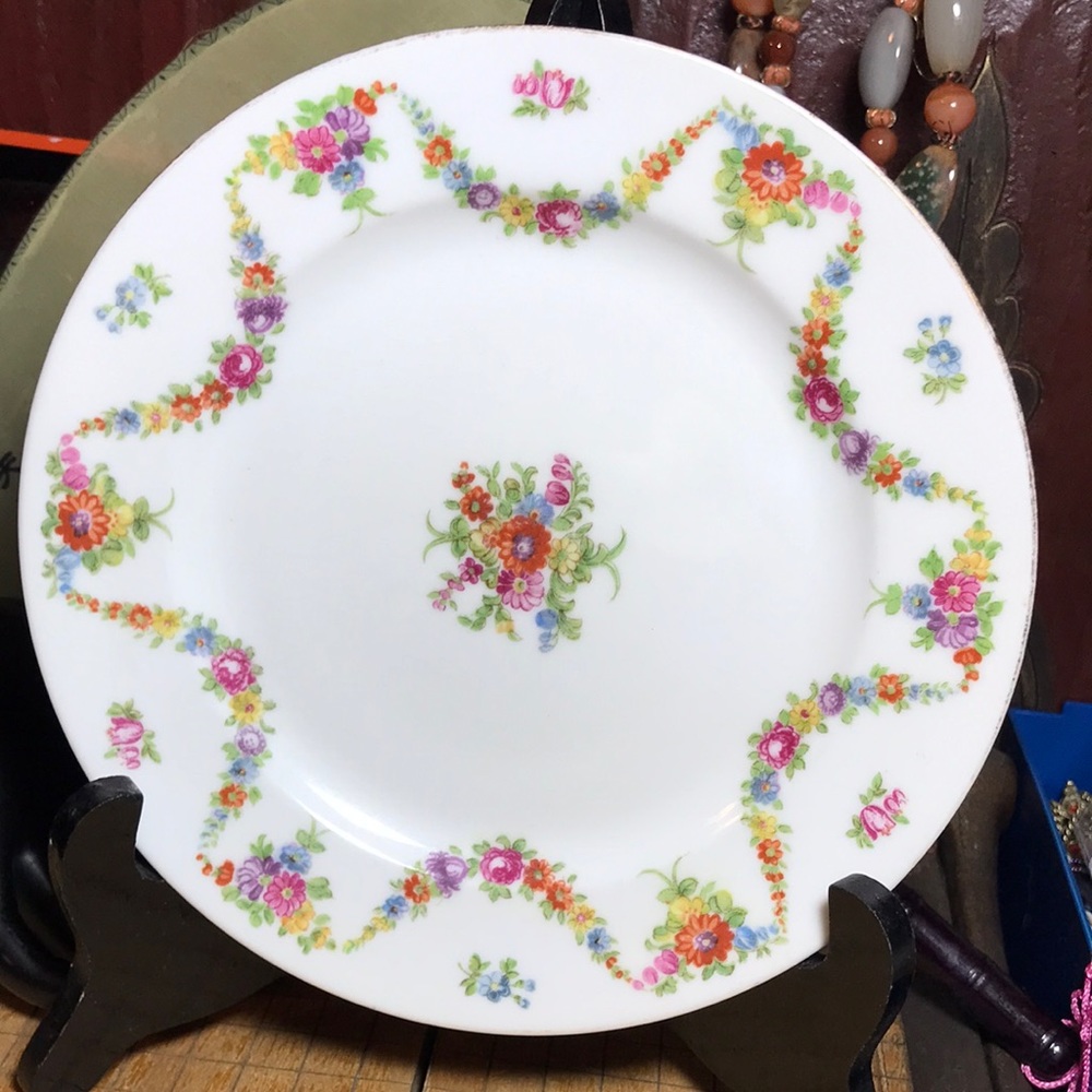 Mikado Aloha Bread Dessert Plate 7 5/8”D Occupied Japan EAC Multi Color Floral